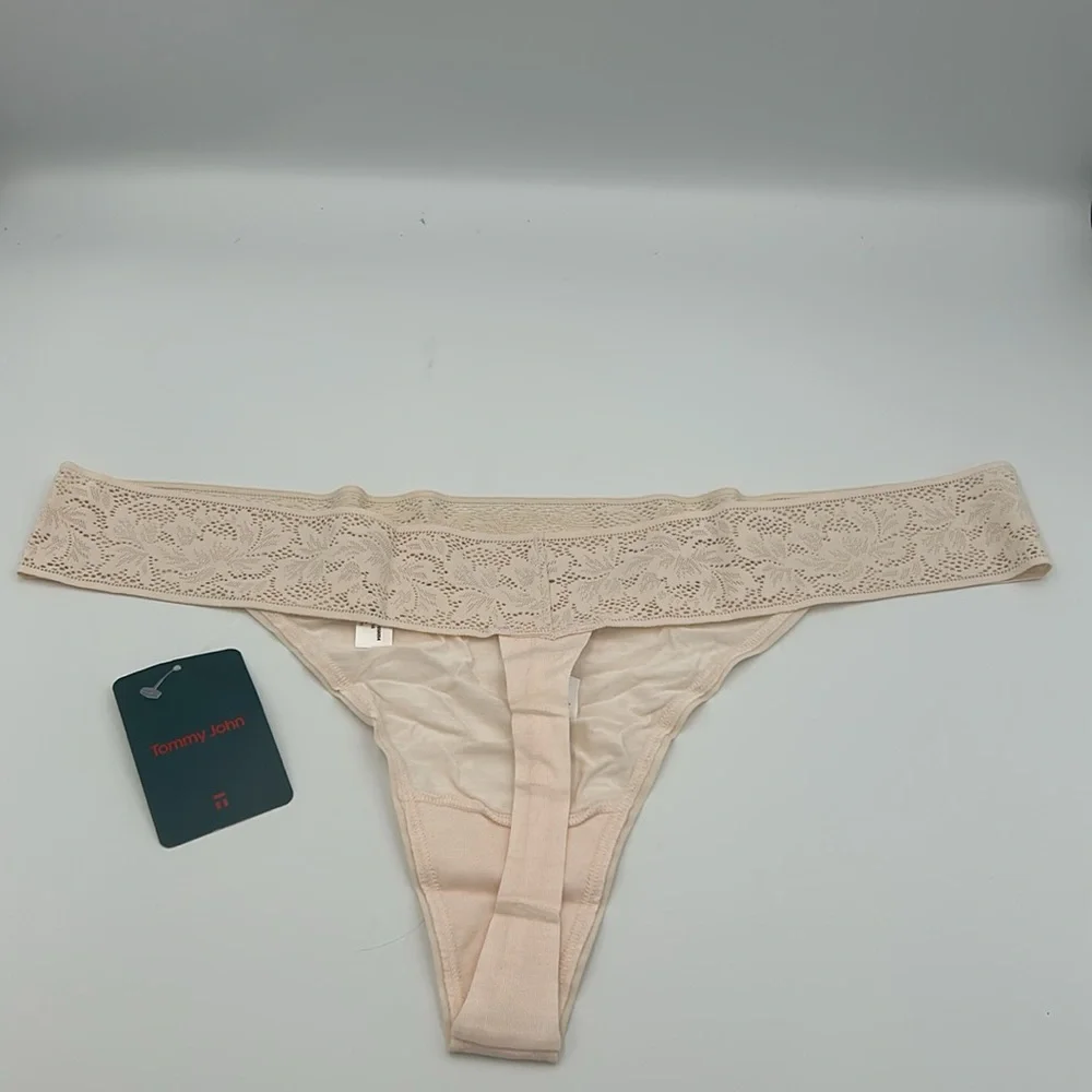 Tommy John Second Skin Lace Thong Soft Pink XL NWT